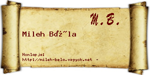Mileh Béla névjegykártya